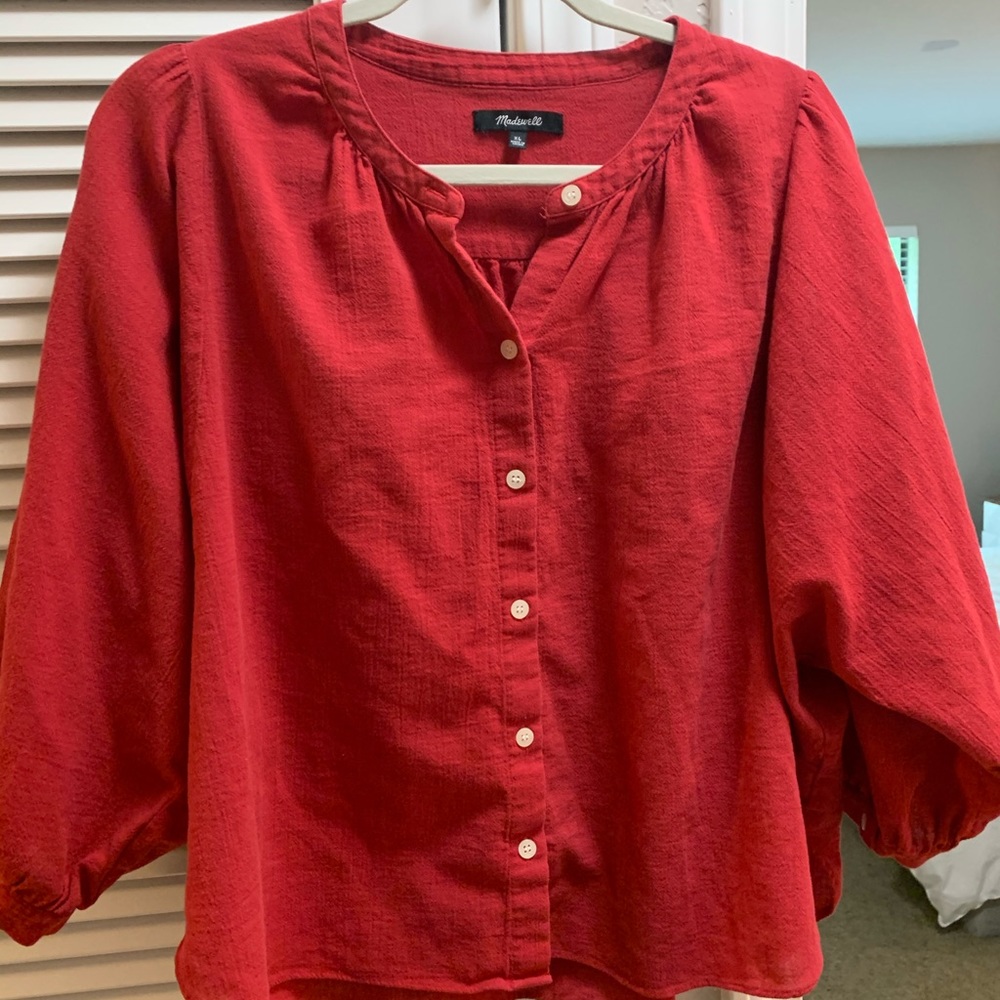 Madewell Red Button Down Top - image 1
